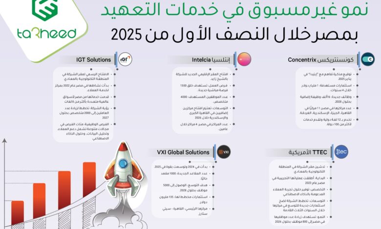 نمو قياسي في استثمارات وخدمات التعهيد بمصر خلال النصف الأول من 2025